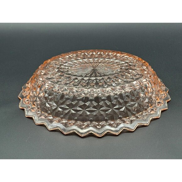 1930s Jeannette Glass Pink Holiday Buttons Bows Pink Depression Glass Oval Bowl - Picture 7 of 8